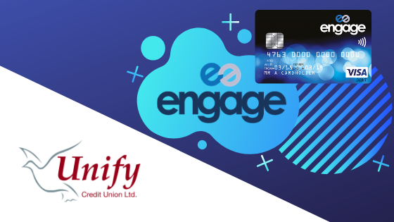 Engage Logo and Image of debit card