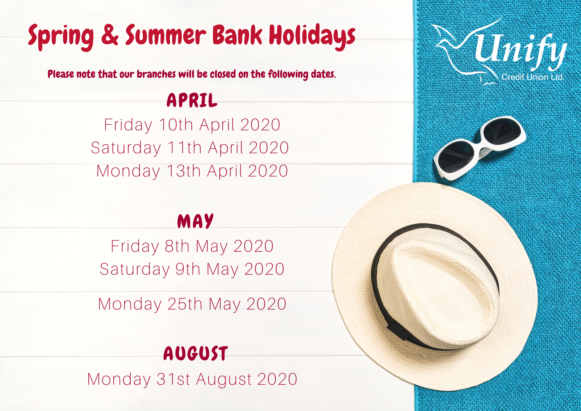 Spring Summer Bank Holiday Dates