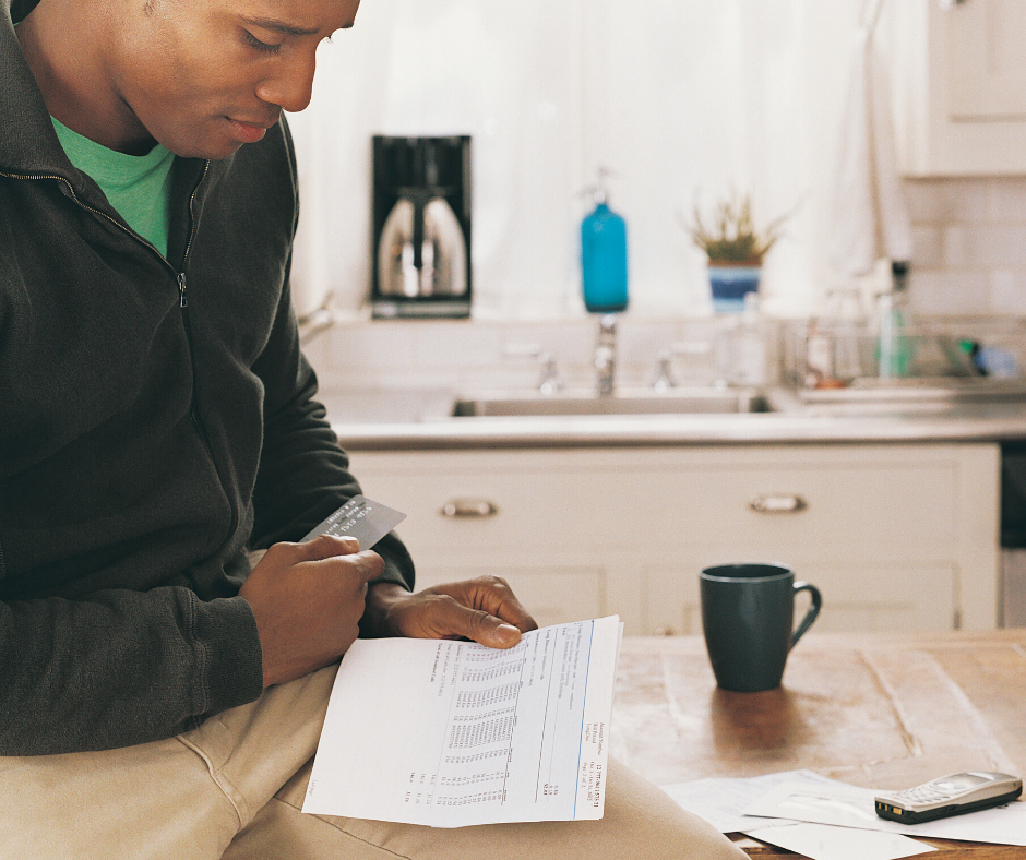 Man checking a statement