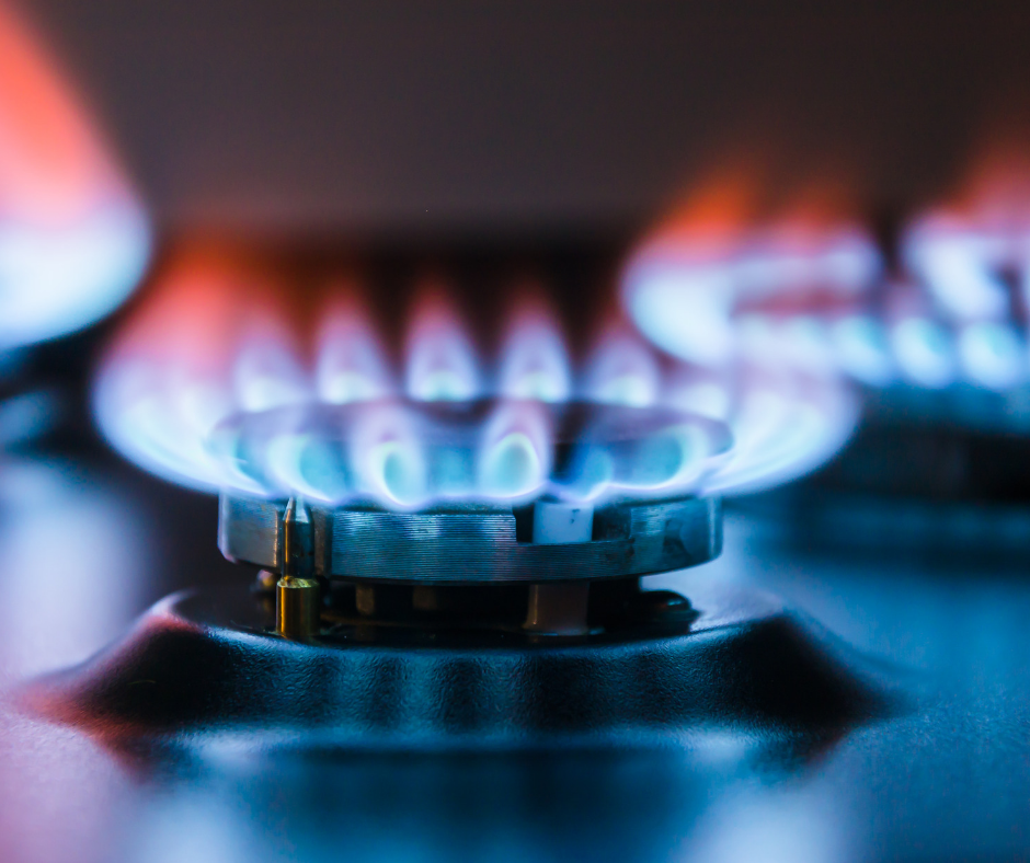 Image of a lit gas hob ring